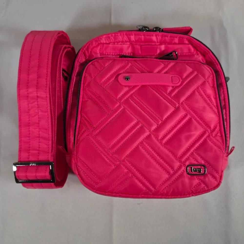 LUG Skeeter‎ Bridge Hot Pink Crossbody Bag Organizer Purse Barbiecore NWOT